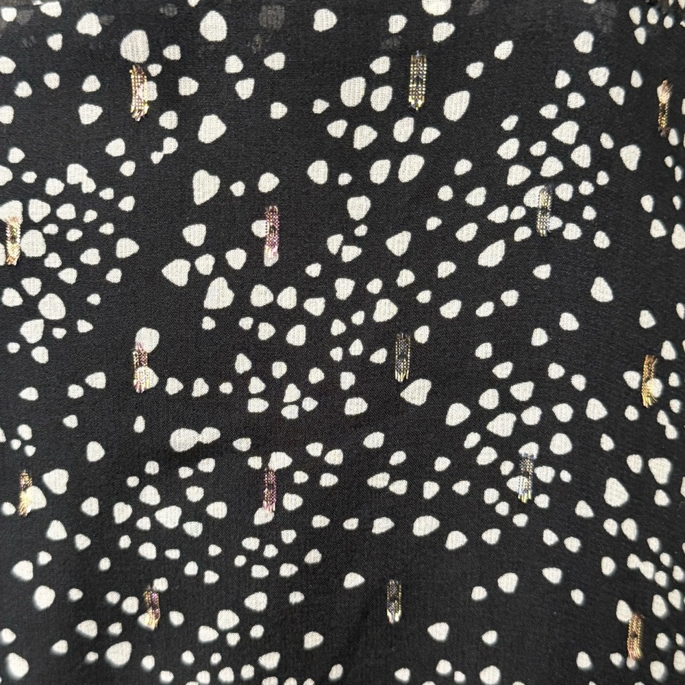 Maje Tiered Printed Metallic Fil Coupé Midi Dress 38 Medium Black Silk Wedding - Picture 10 of 16